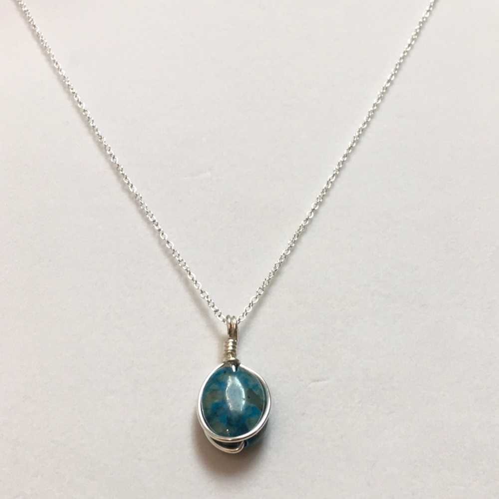 Crazy Lace Blue Agate on Silver Plated Chain - Picture 5 of 7